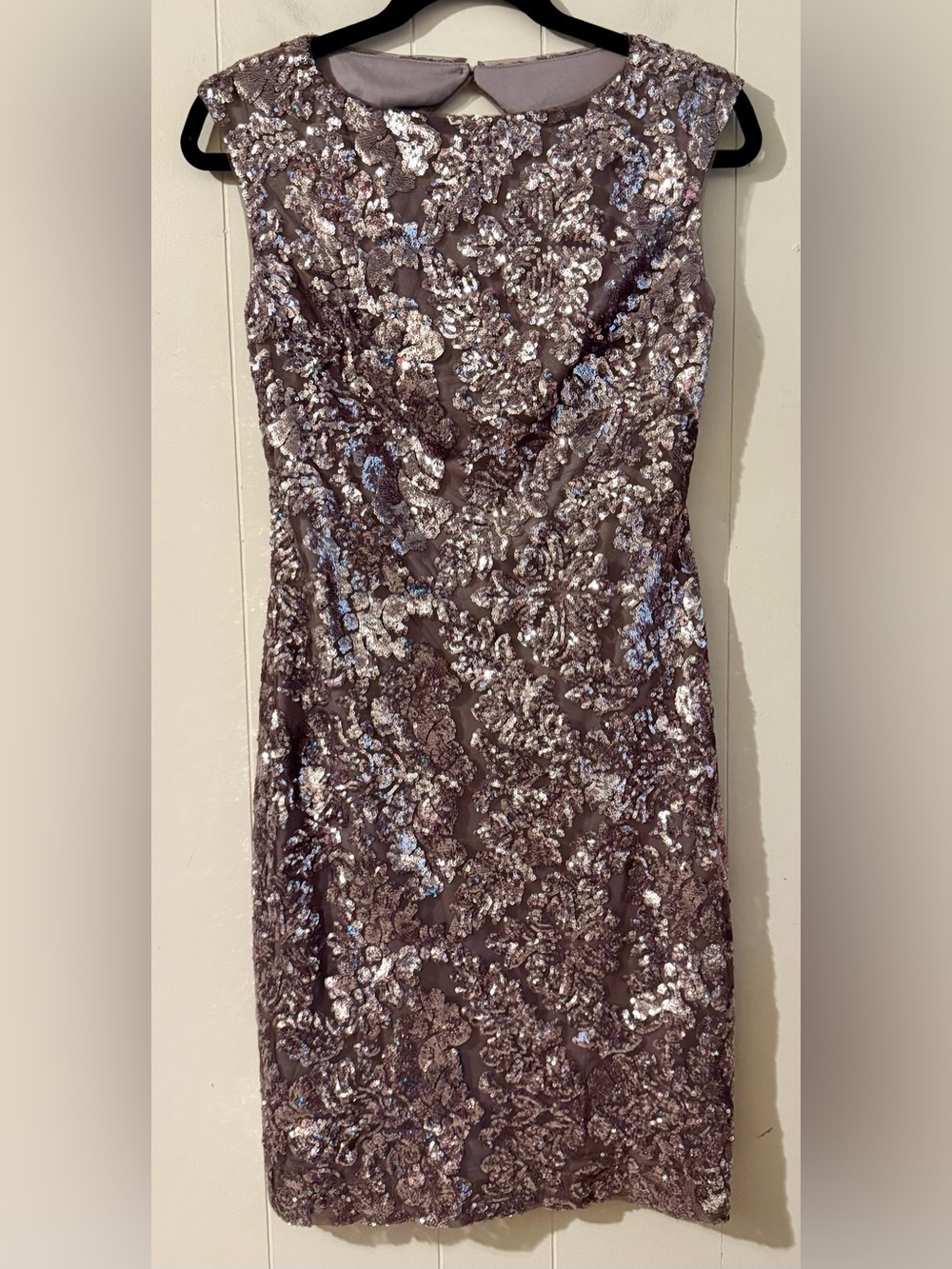 Ralph Lauren Sequin Cocktail Evening Dress Silver, Size 4